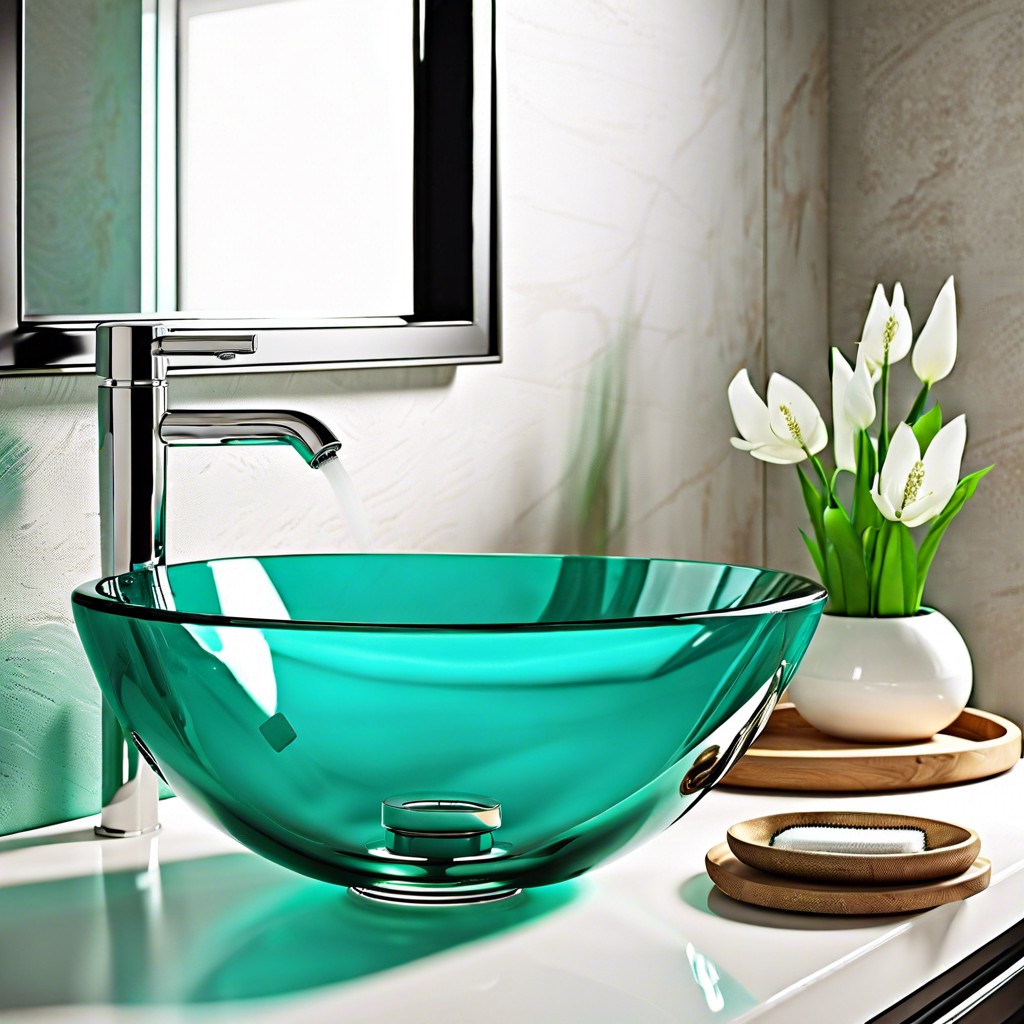 turquoise glass sink