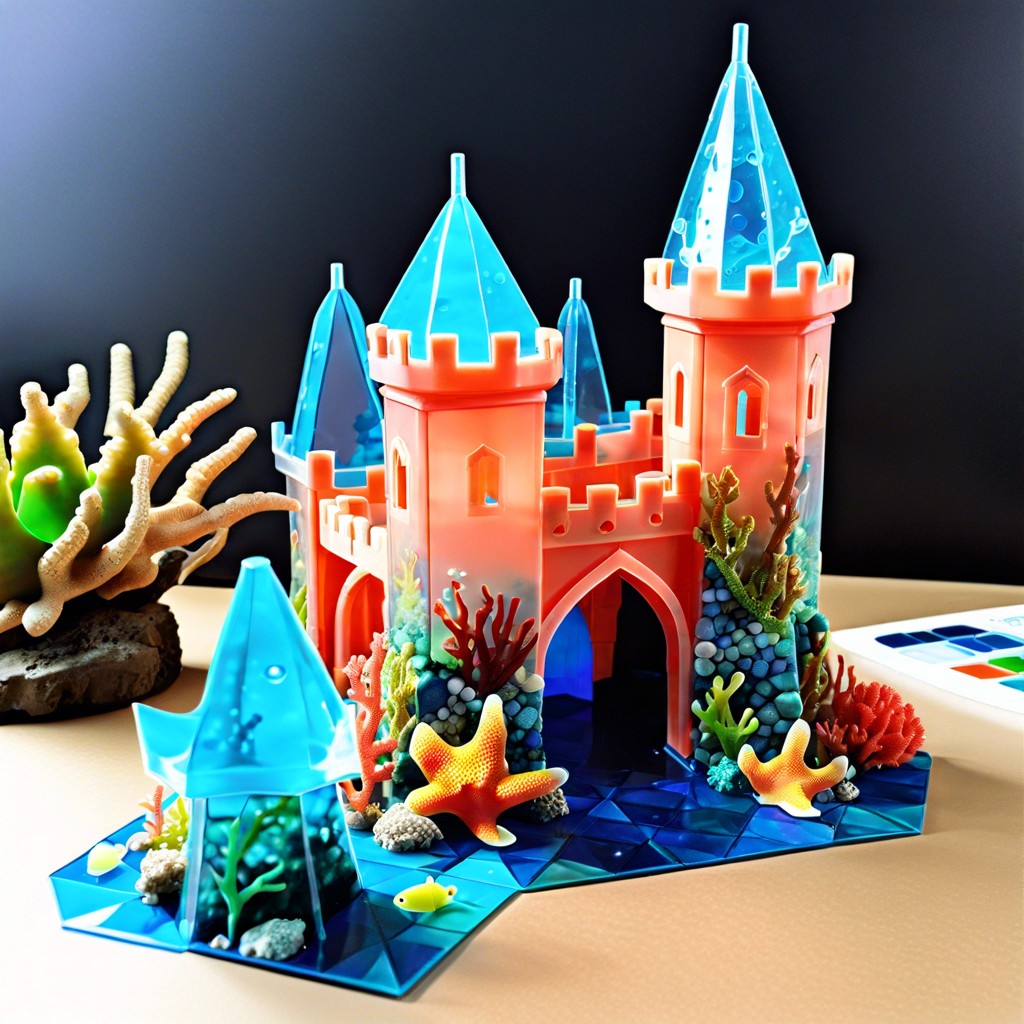 underwater sea castle with coral details