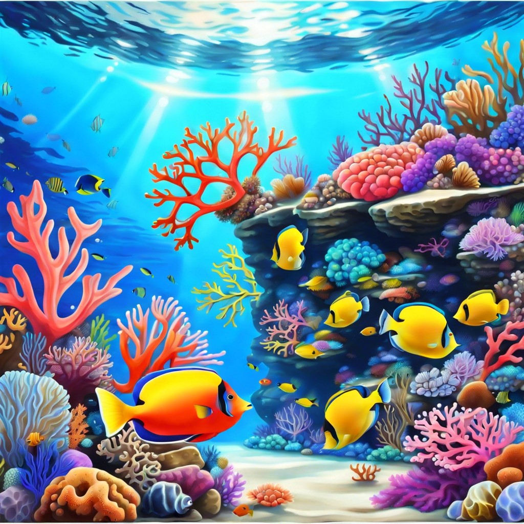 underwater seascape with coral reef