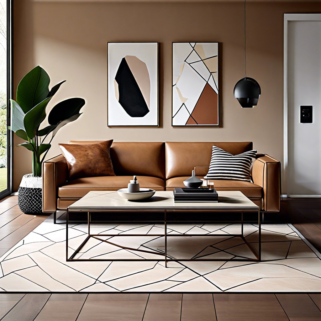 use a geometric coffee table to add visual interest