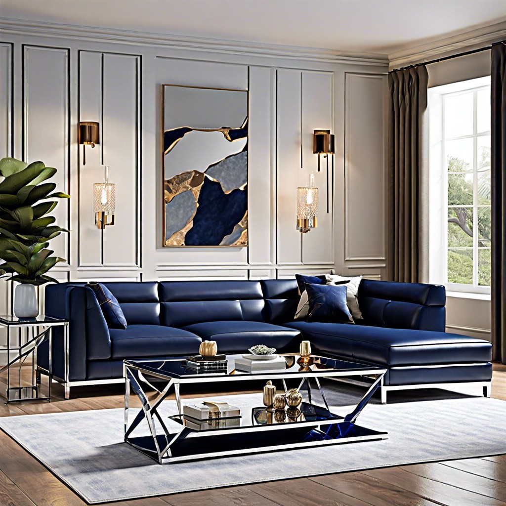 use a glass or mirrored coffee table for a sleek look
