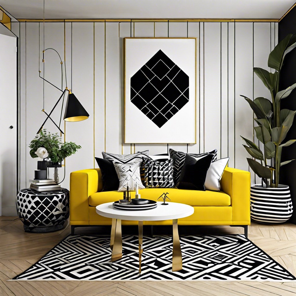 use black and white geometric patterns for a modern touch