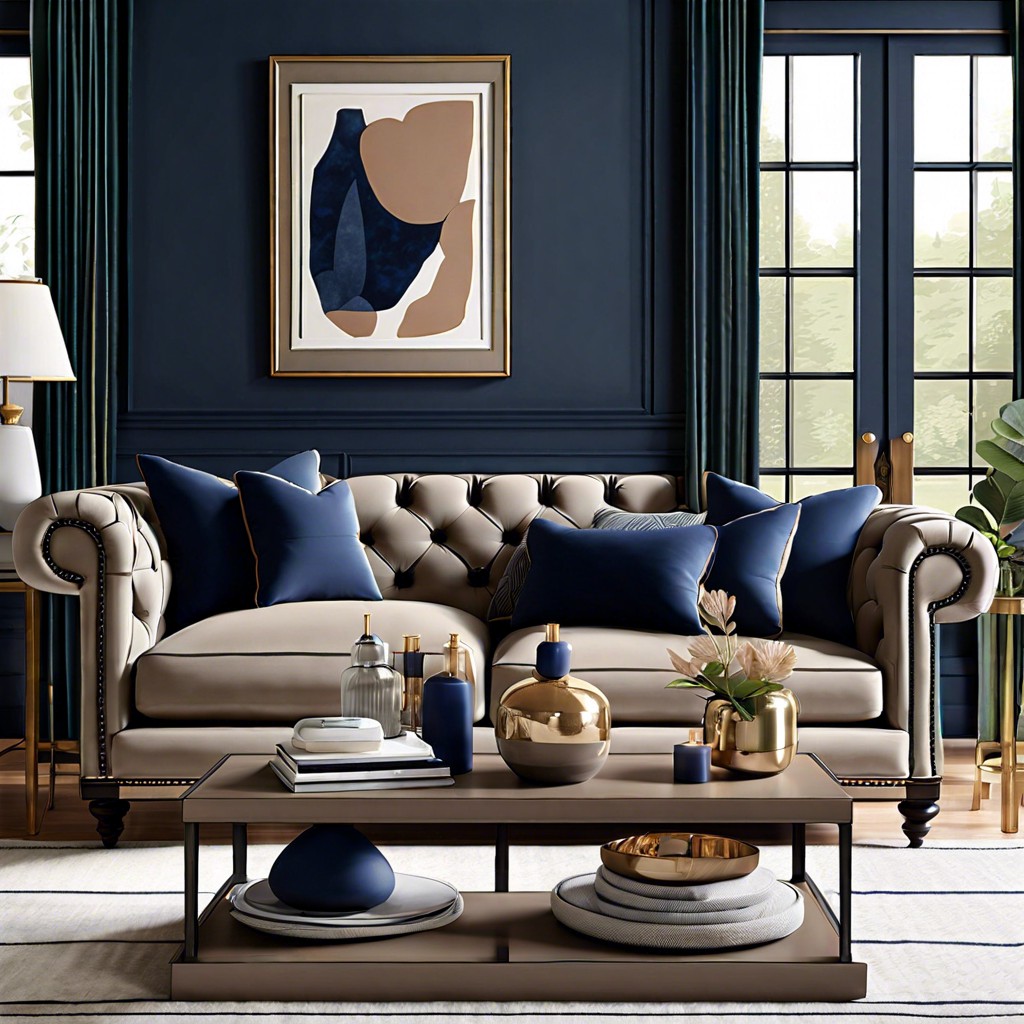 use navy or dark blue as an accent color for a classic stately appearance