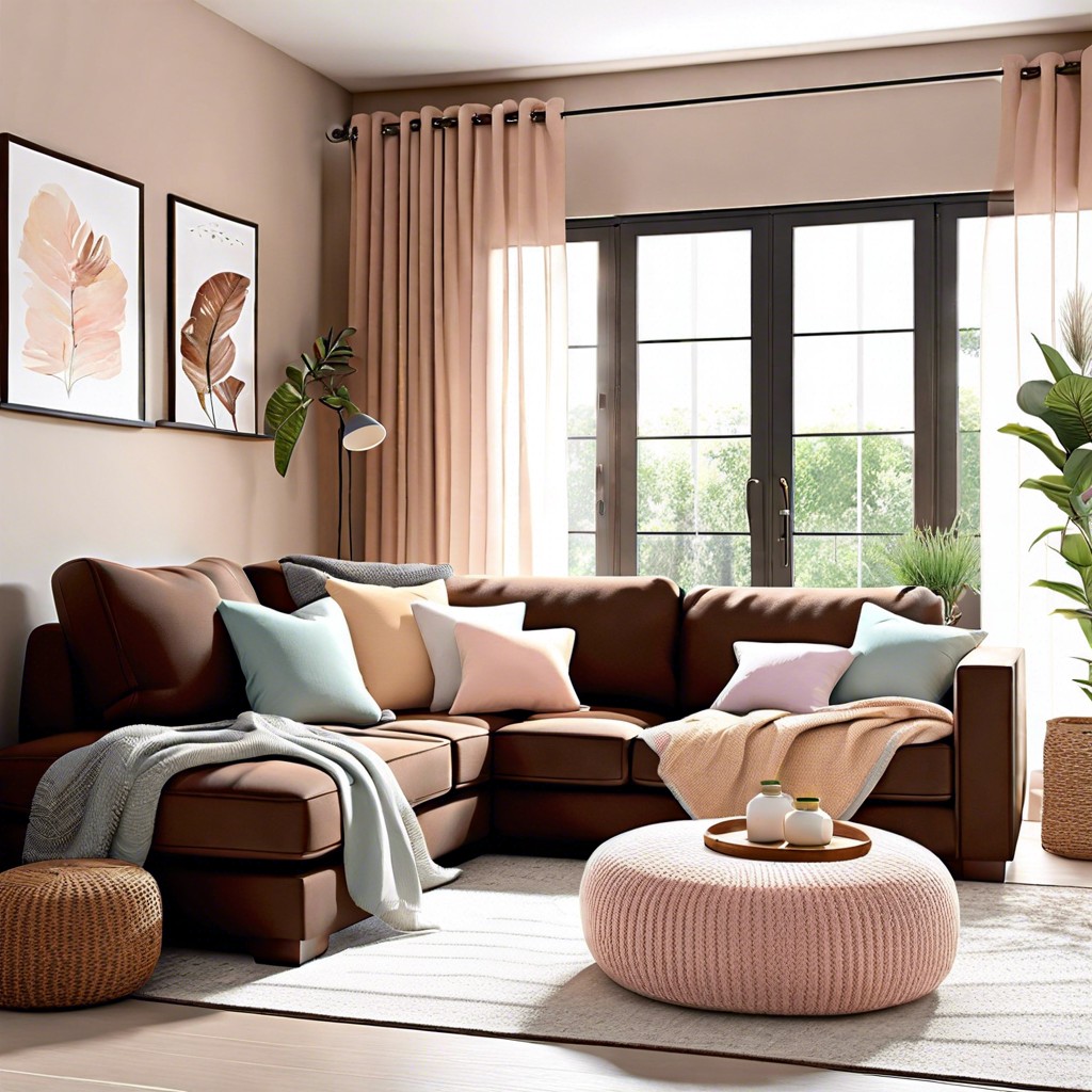 use pastel cushions and drapes for a soft inviting ambiance