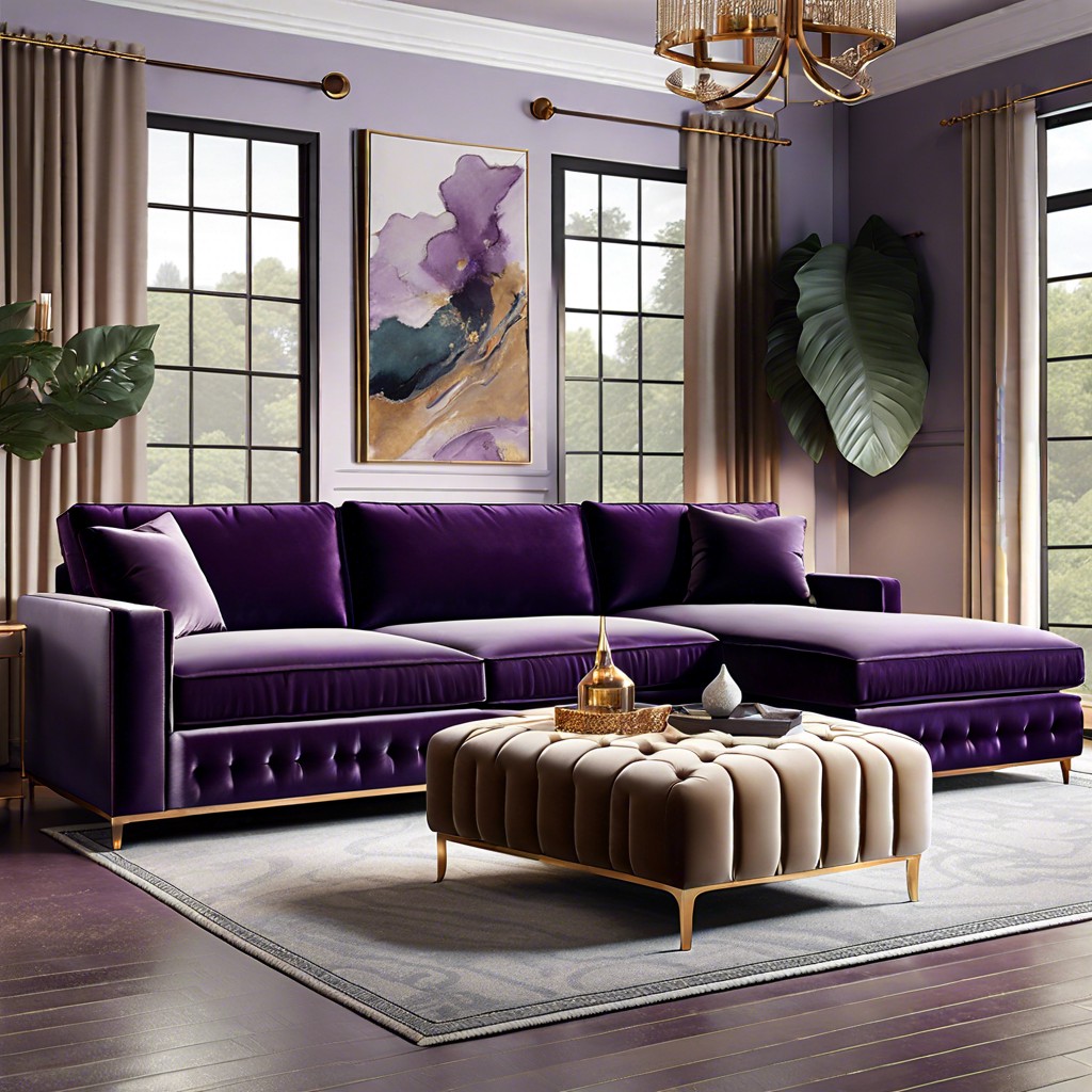 velvet purple sectional