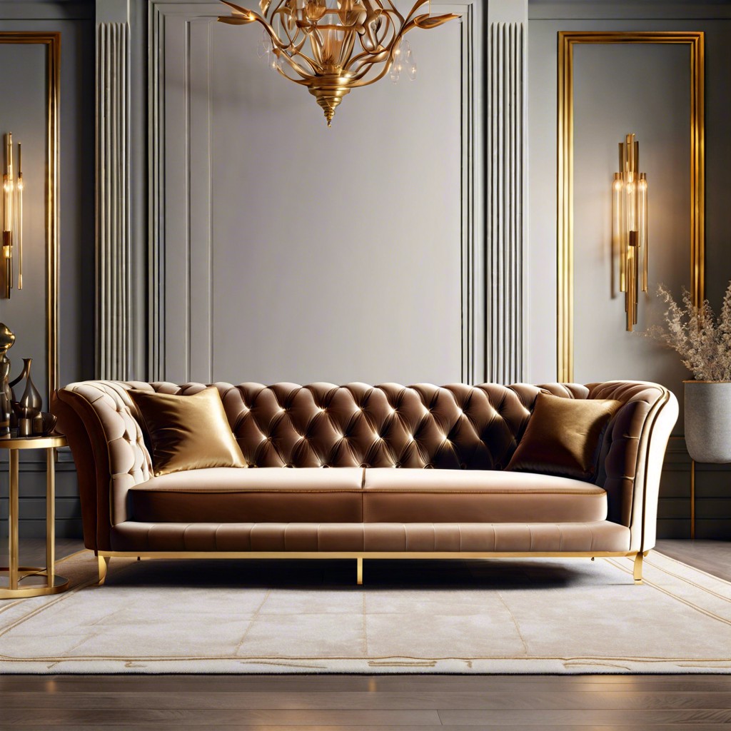 velvet tufted with brass accents