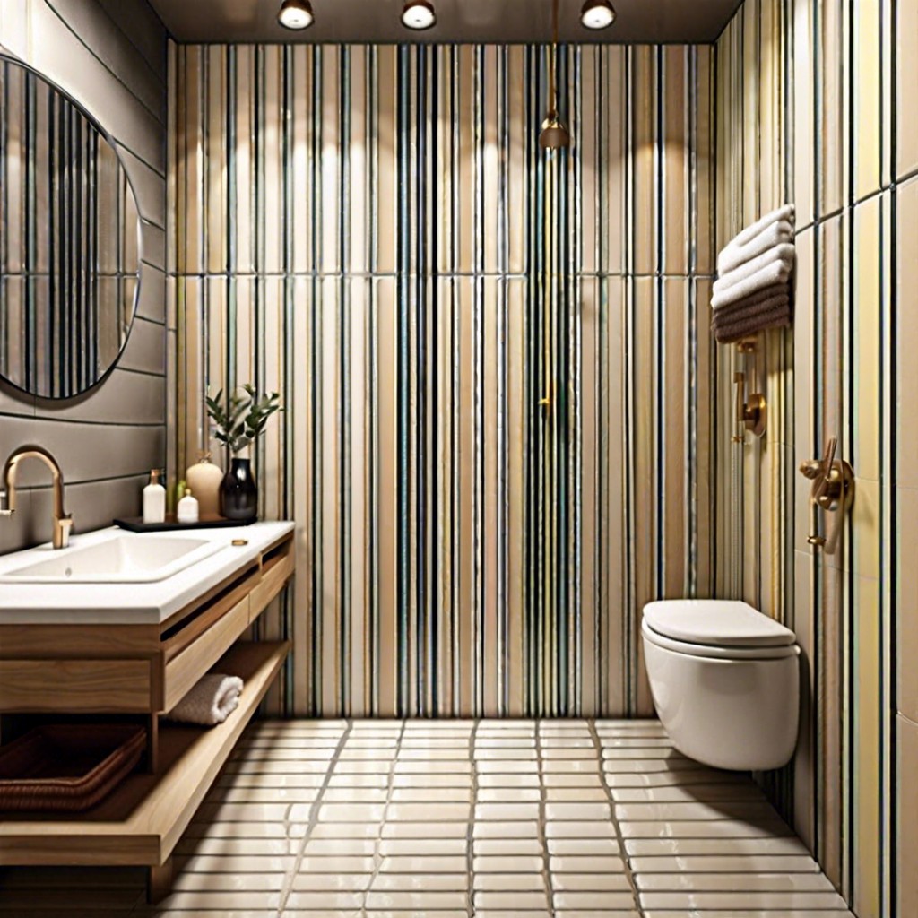 vertical stripe tiles to elongate the space