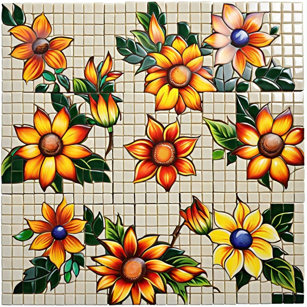 vibrant floral motif tiles