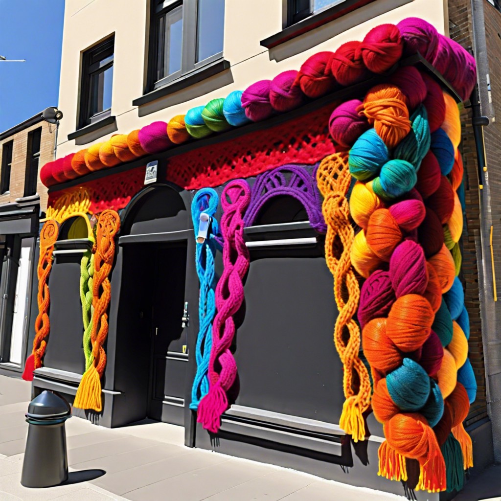 vibrant yarn bombing