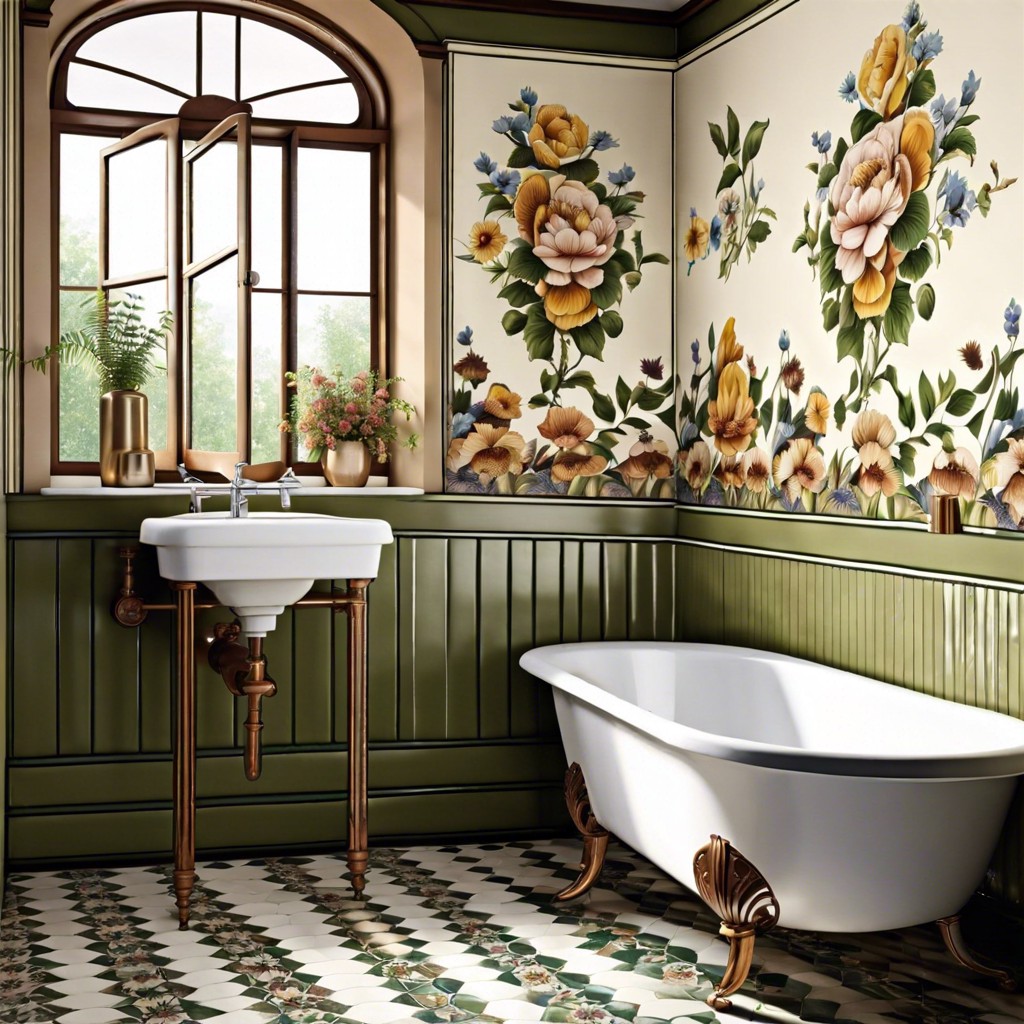 victorian style floral wall tiles