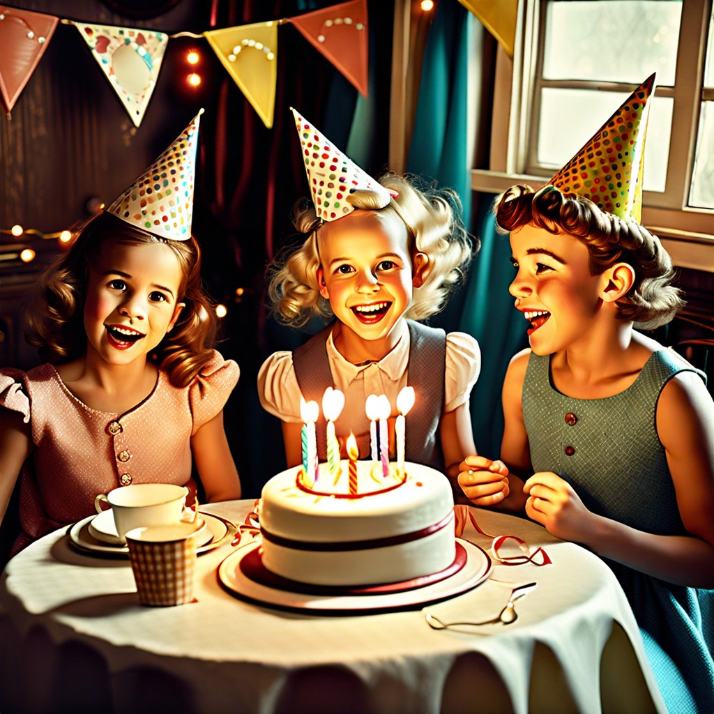 vintage birthday party scene