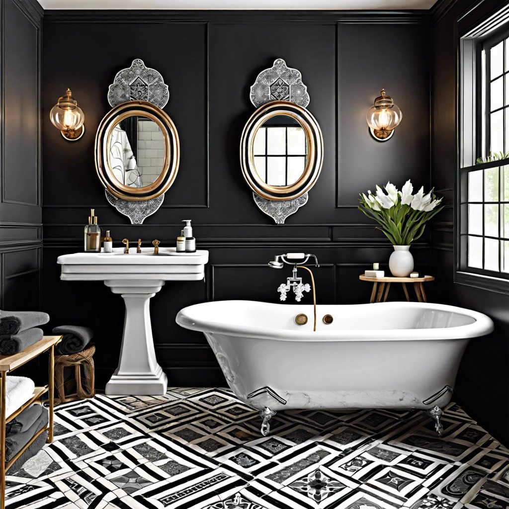 vintage black and white patterned tiles