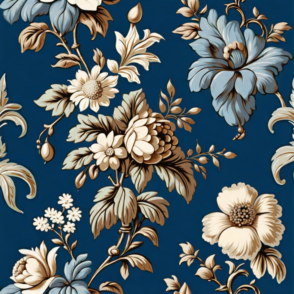 vintage blue floral wallpaper