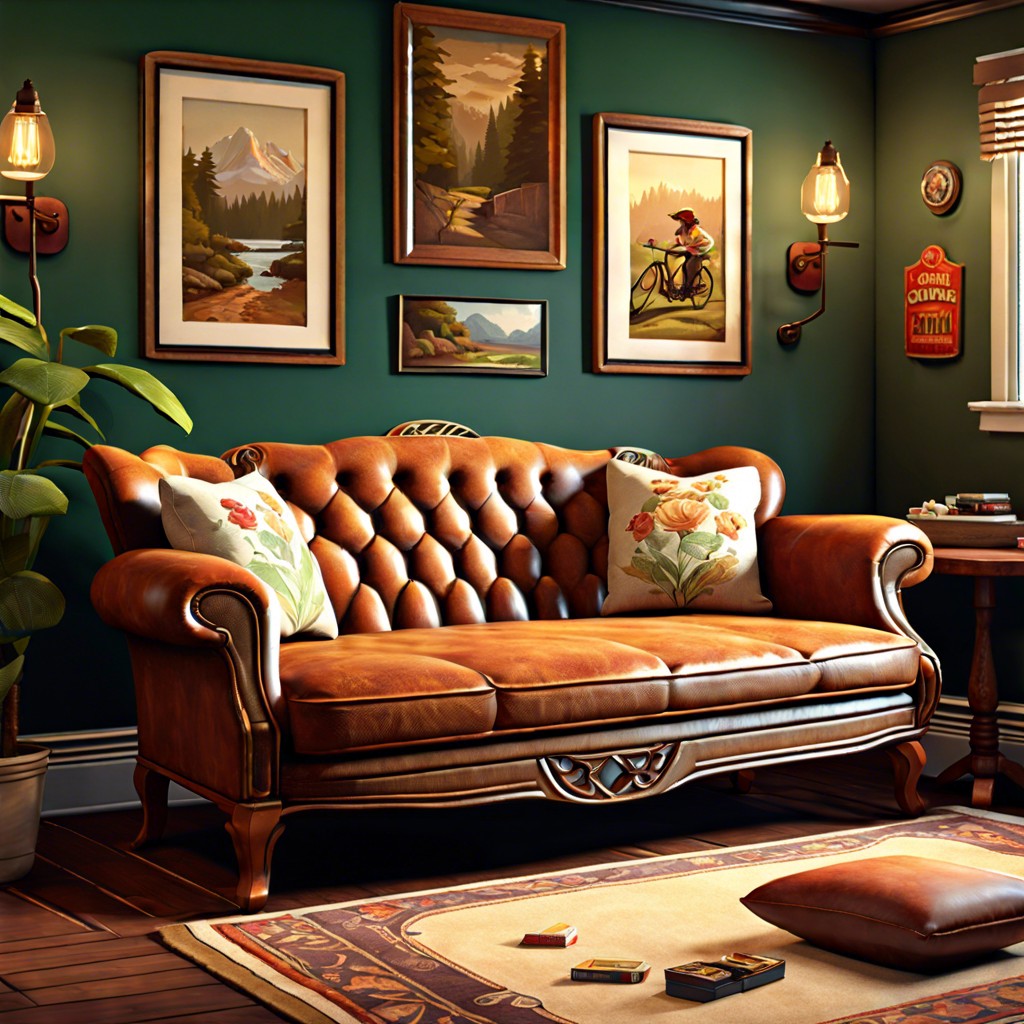 vintage couch adds character and a touch of nostalgia