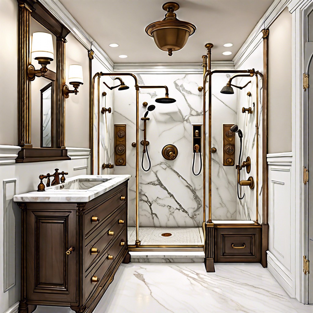 vintage inspired marble with antique fixtures and detailing