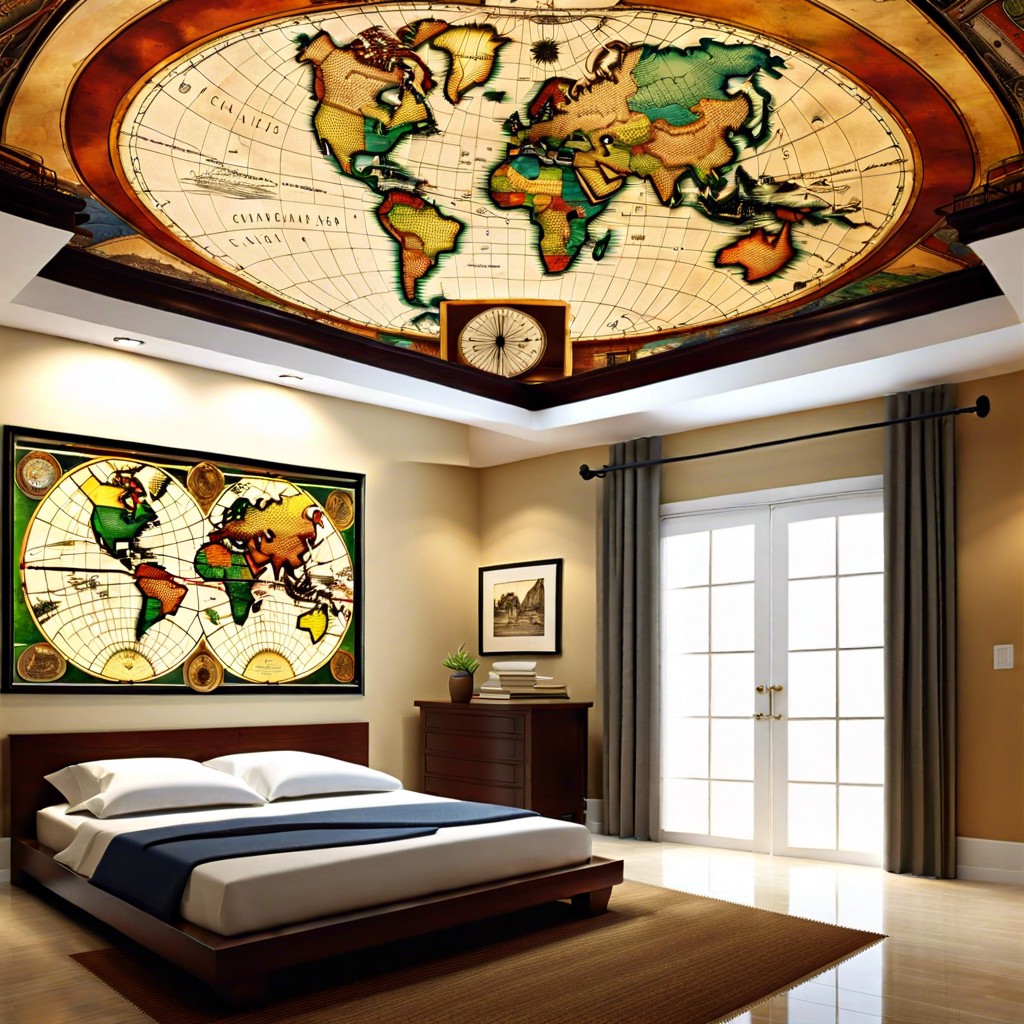 vintage map mural