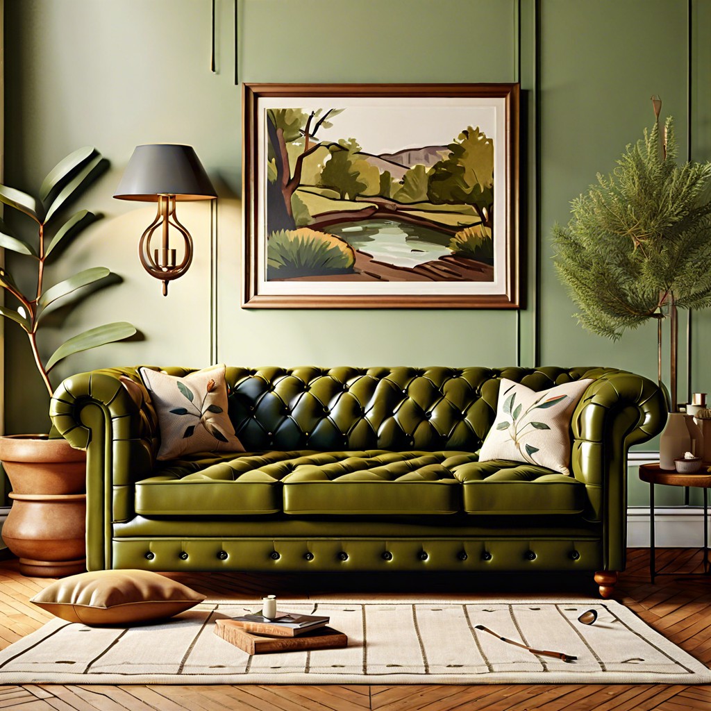 vintage olive green chesterfield sofa
