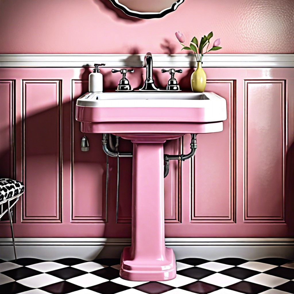 vintage pink pedestal sink