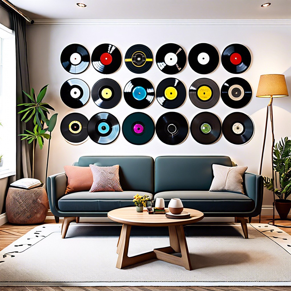 vinyl record wall arrangement