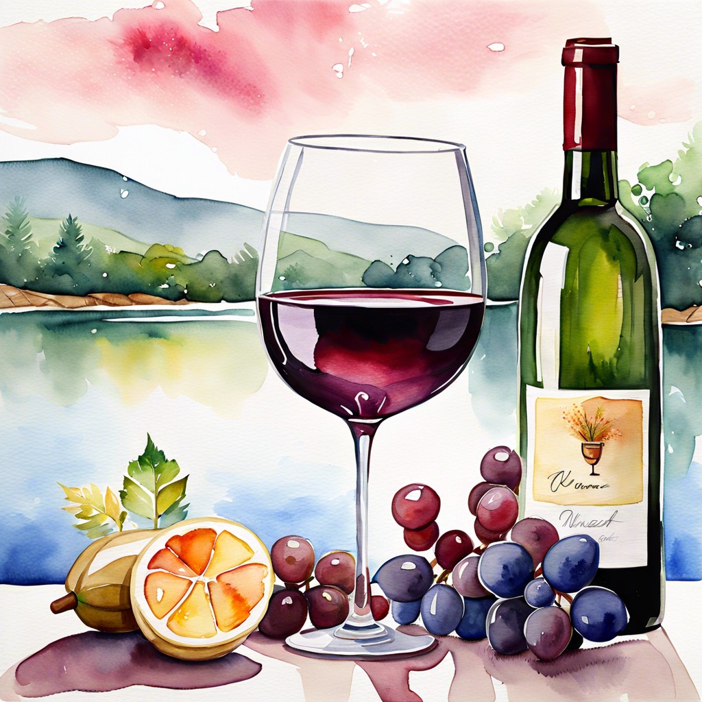 watercolor and wine