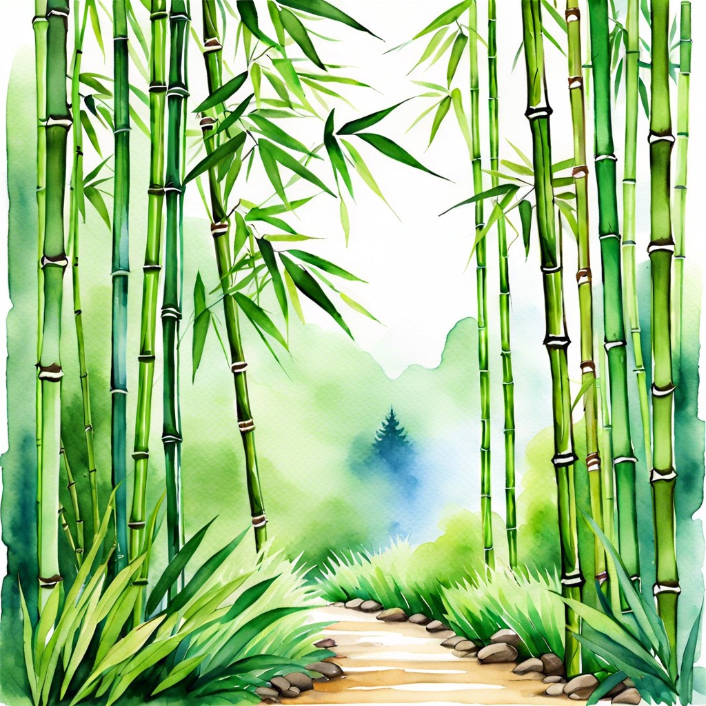 watercolor bamboo forest