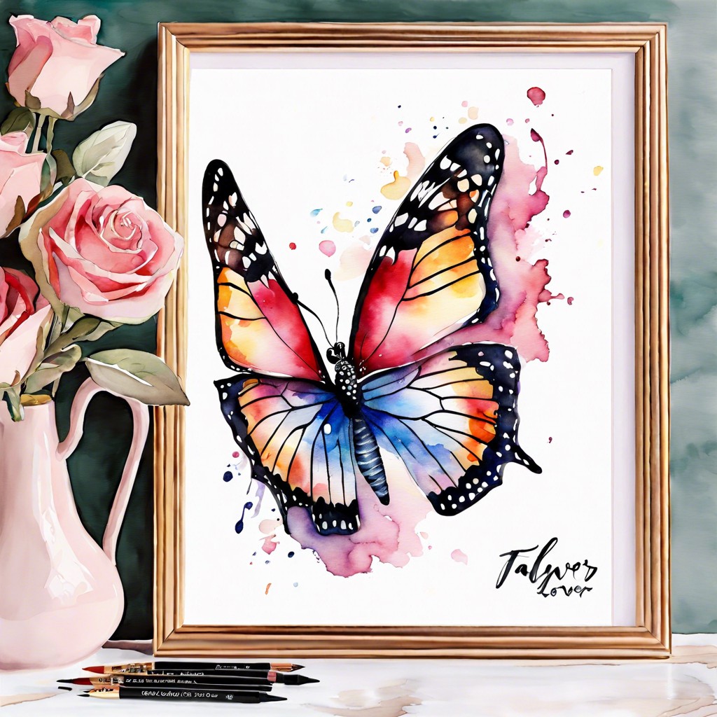 watercolor butterfly with lyrics from lover