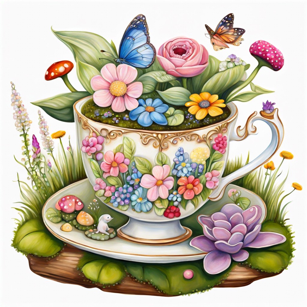 whimsical teacup garden