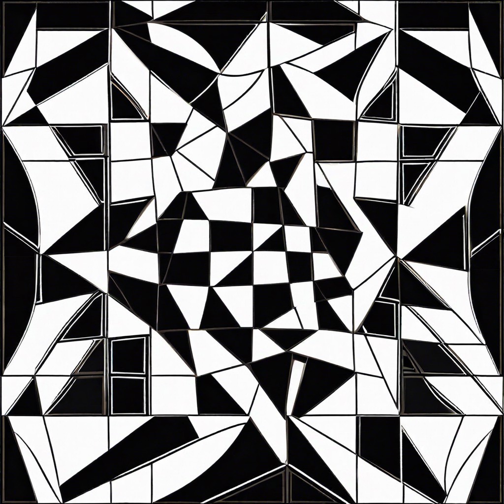 white and black geometric patterned tiles