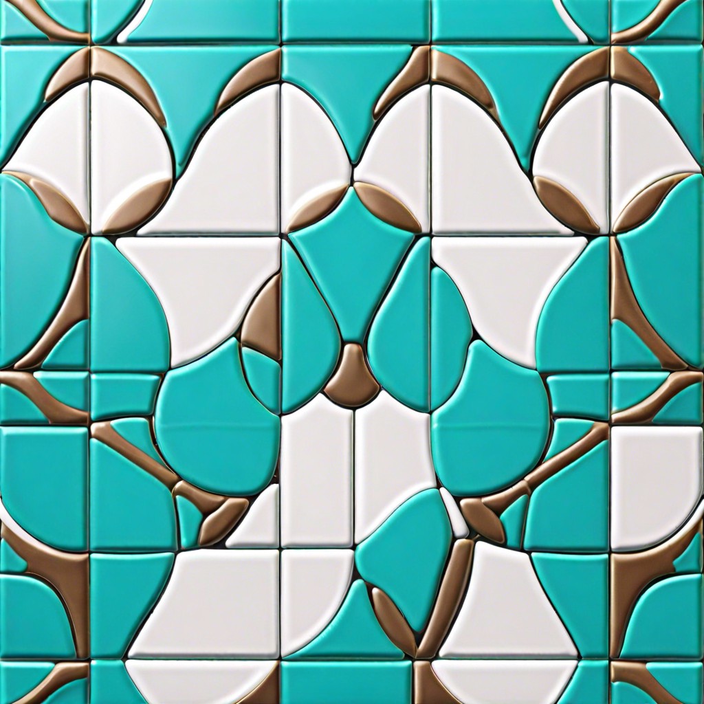 white and turquoise geometric patterns