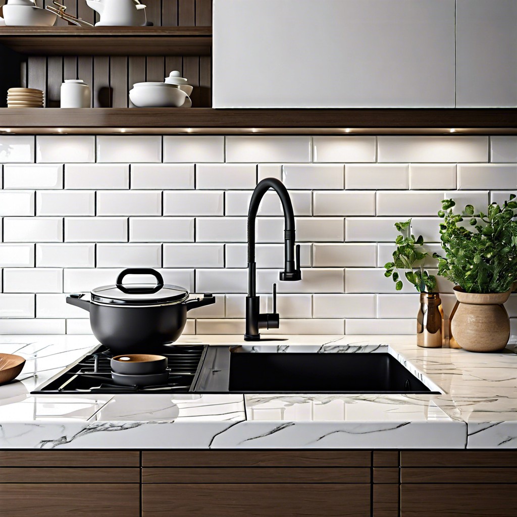 white brick style tiles