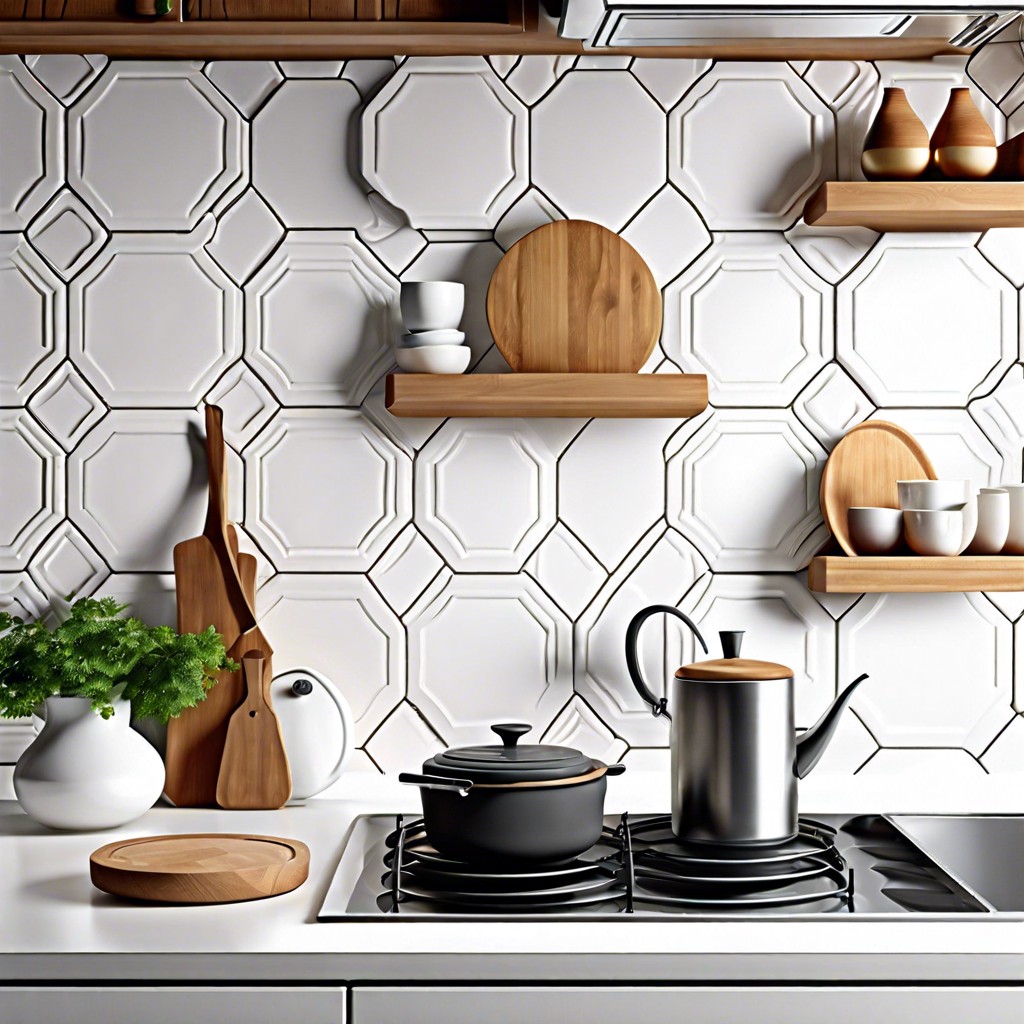 white hexagon tiles