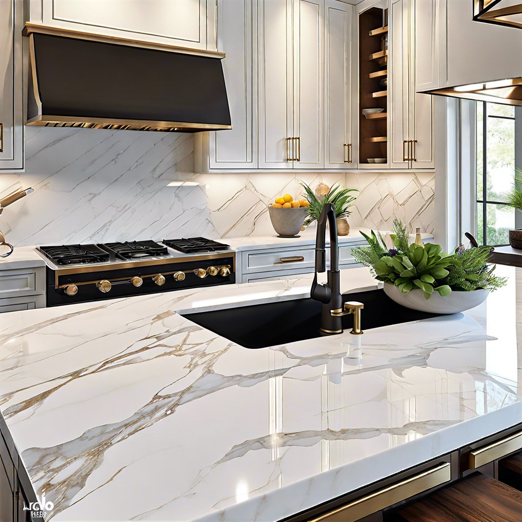 white quartz slab backsplash