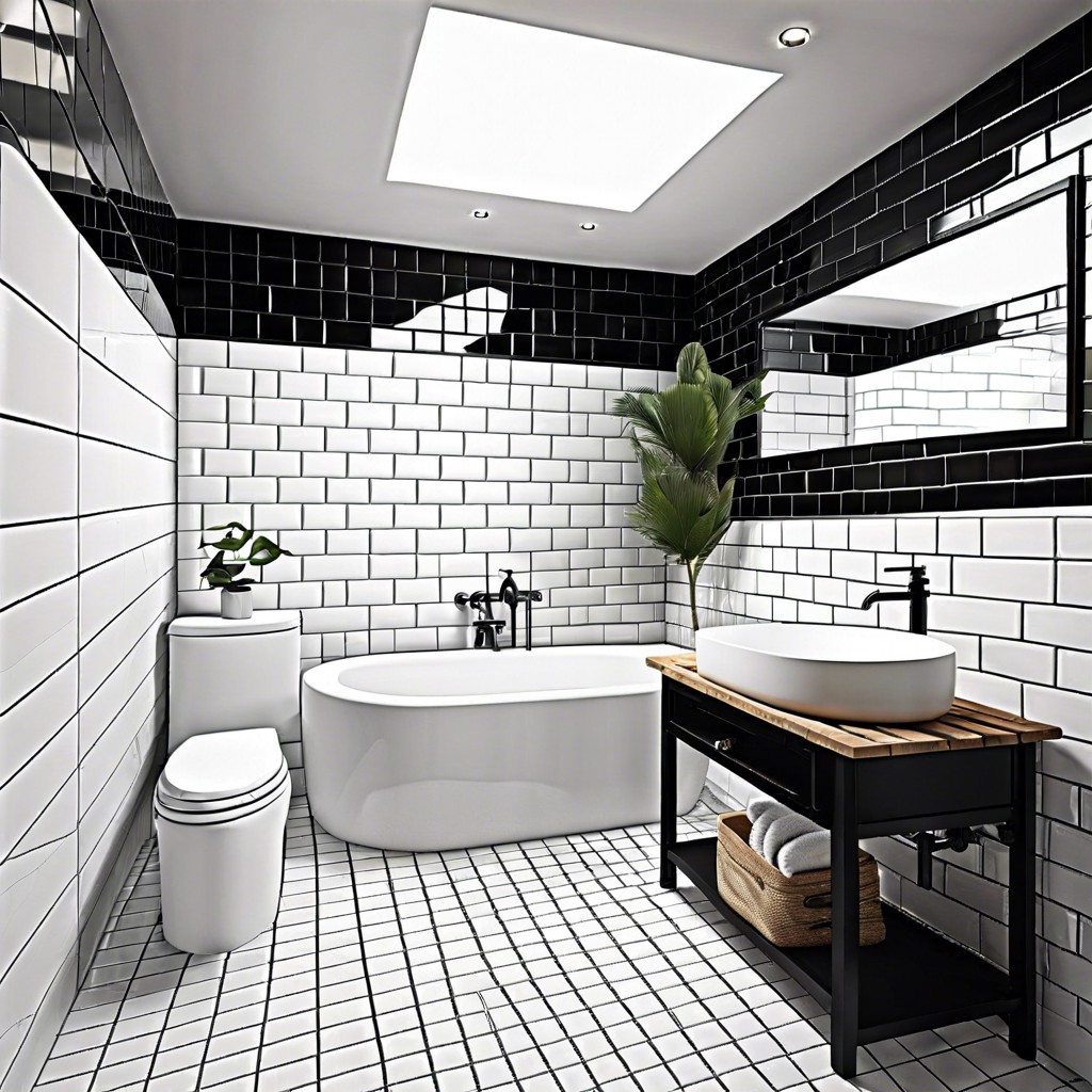 white subway tiles with black grout