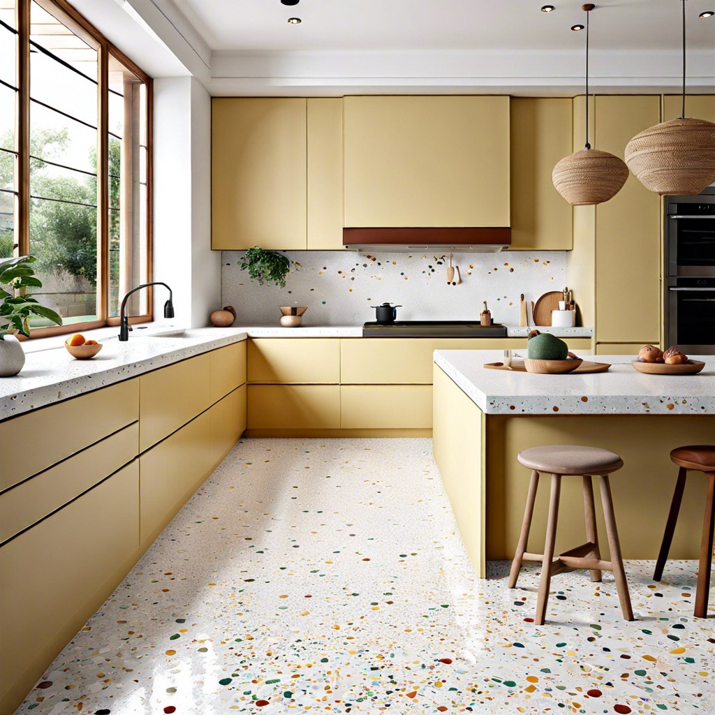 white terrazzo with colorful chips