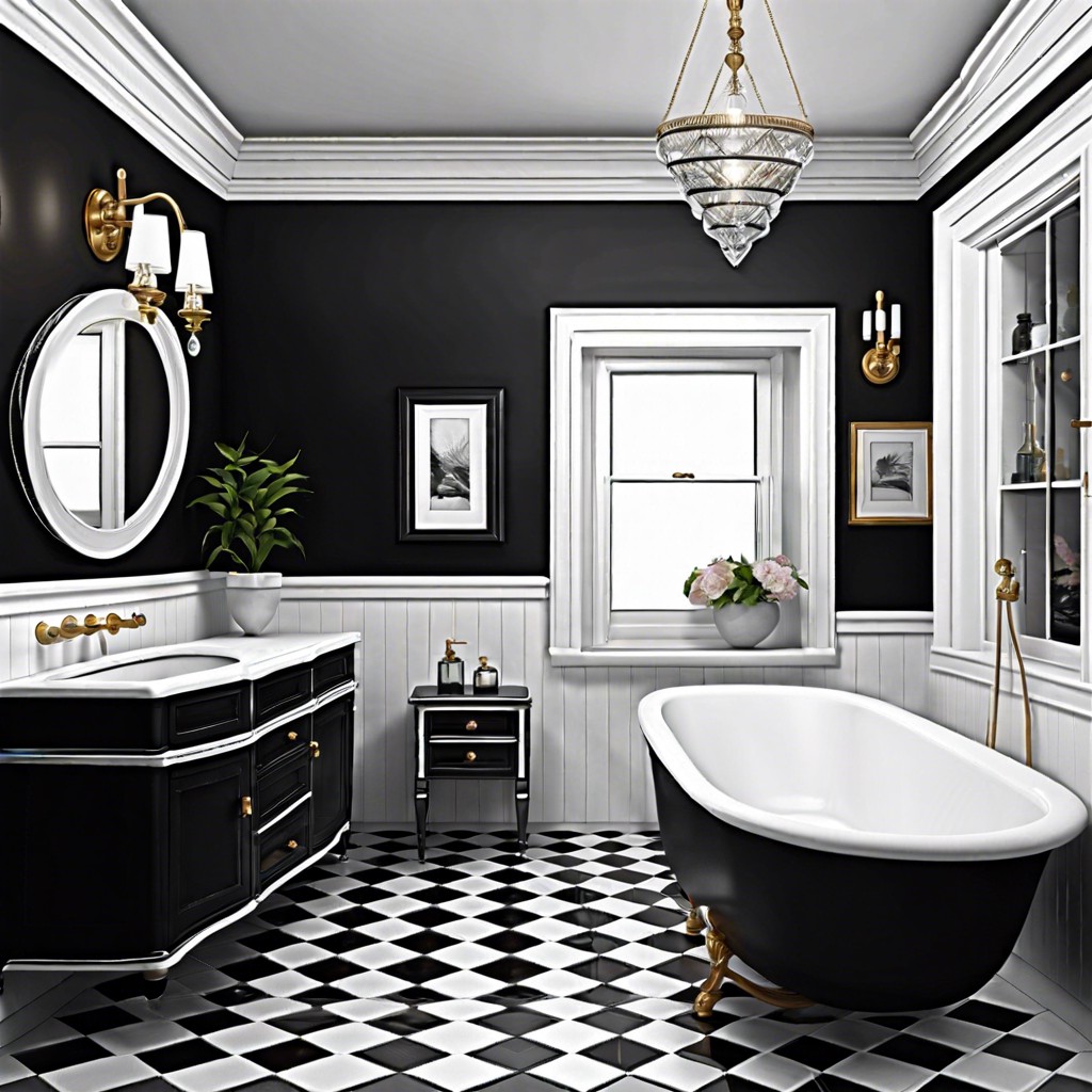 white tiles with black diamond borders