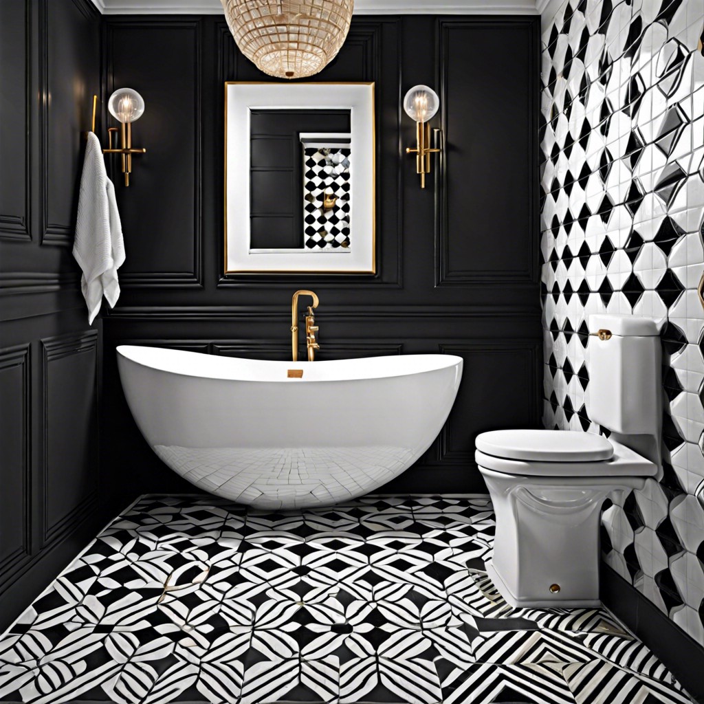 white tiles with black geometric shapes