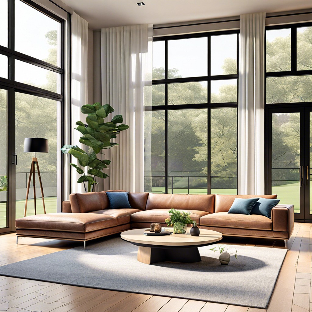 window wrap arrange your sectional around a floor to ceiling window area to create a natural lit backdrop