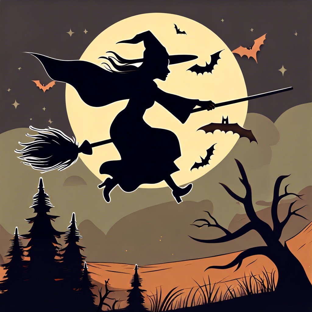 witch flying on broom