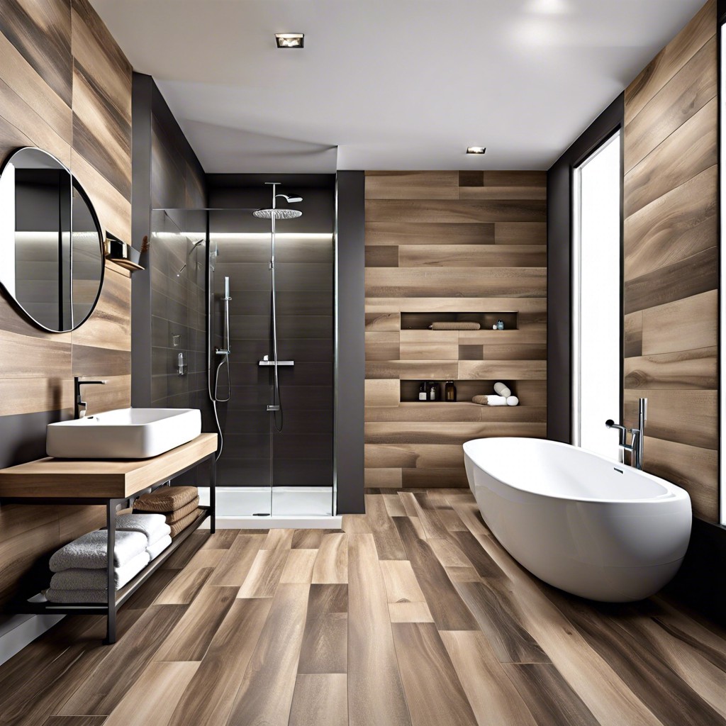 wood look porcelain tiles for a warm rustic feel