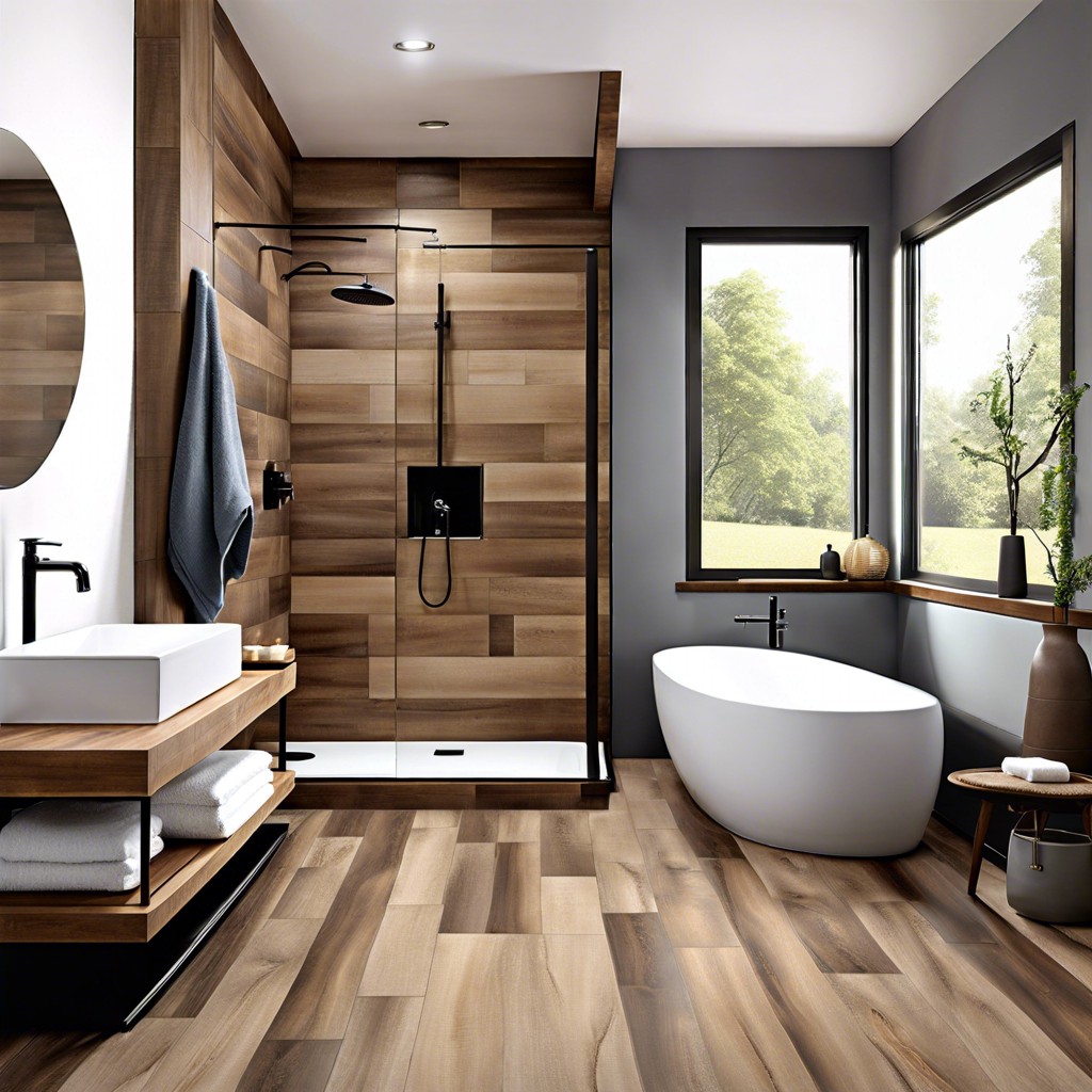 wood look porcelain tiles for warmth and durability