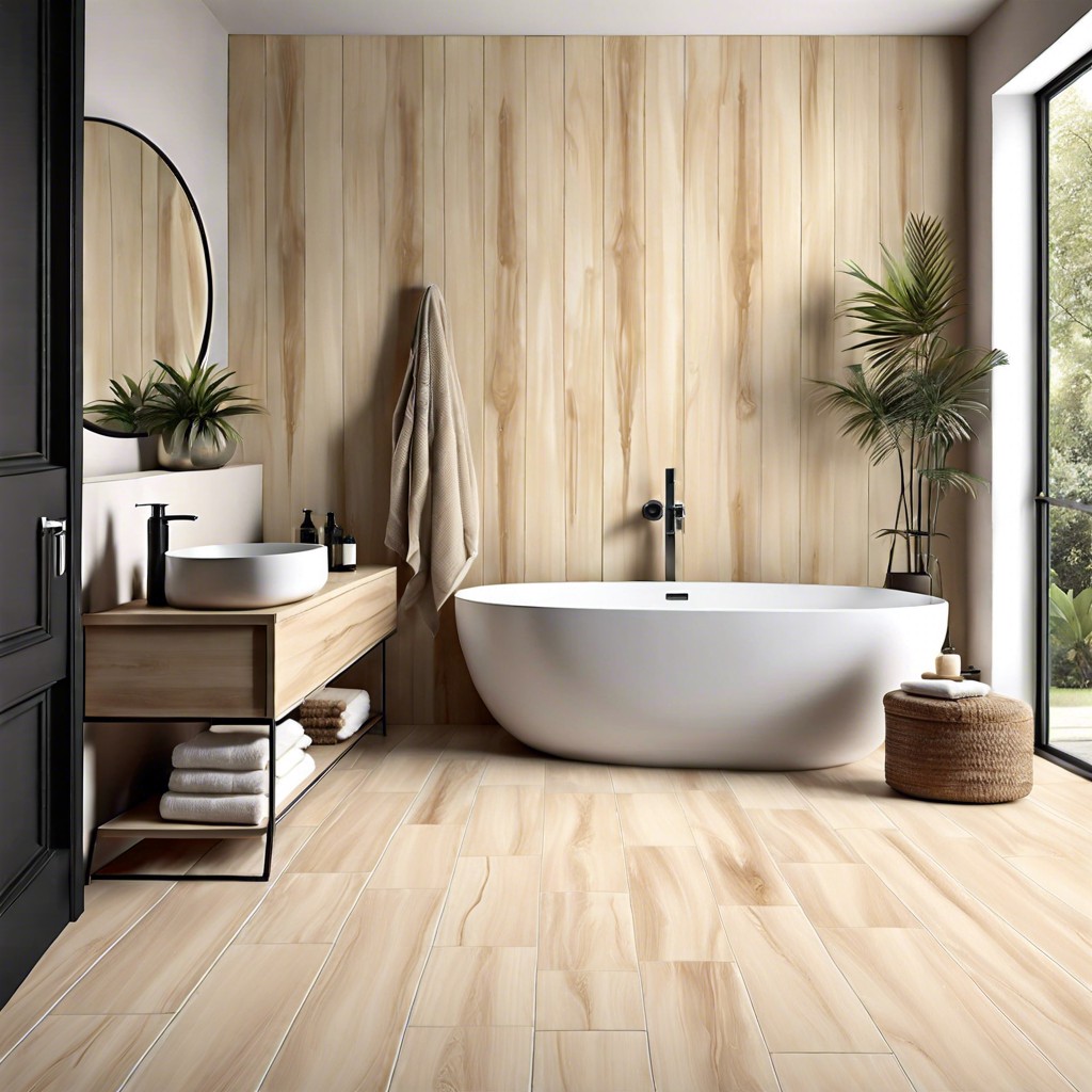 wood look tiles in soft beige