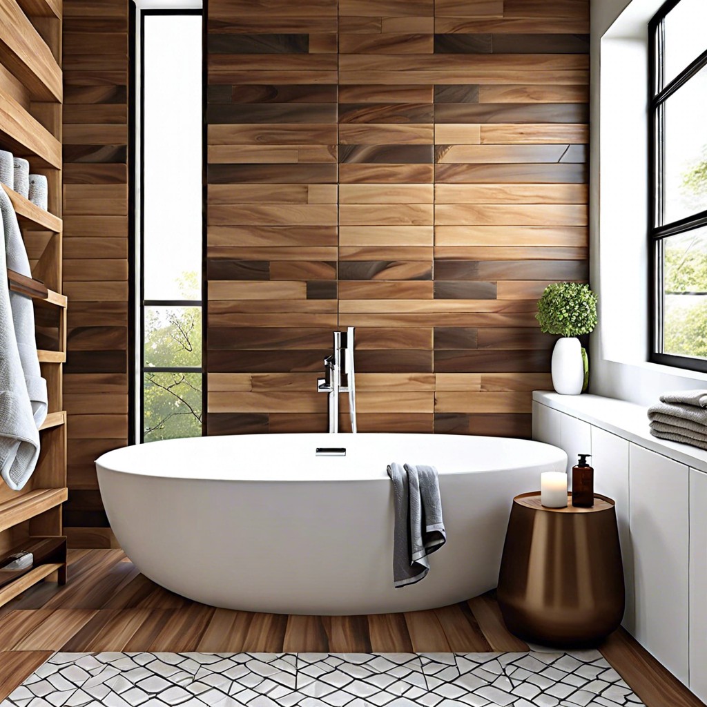 wood tile accent wall