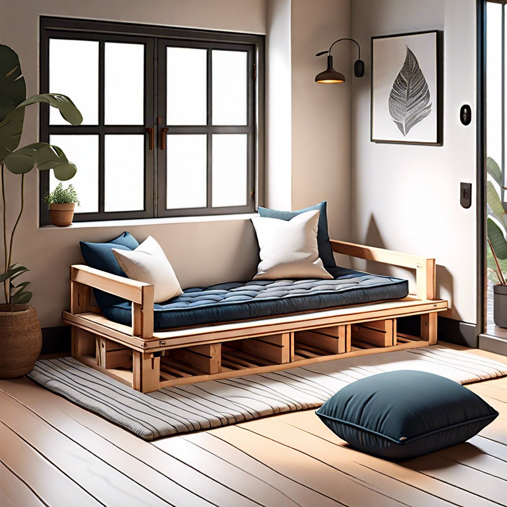 wooden crate base with futon