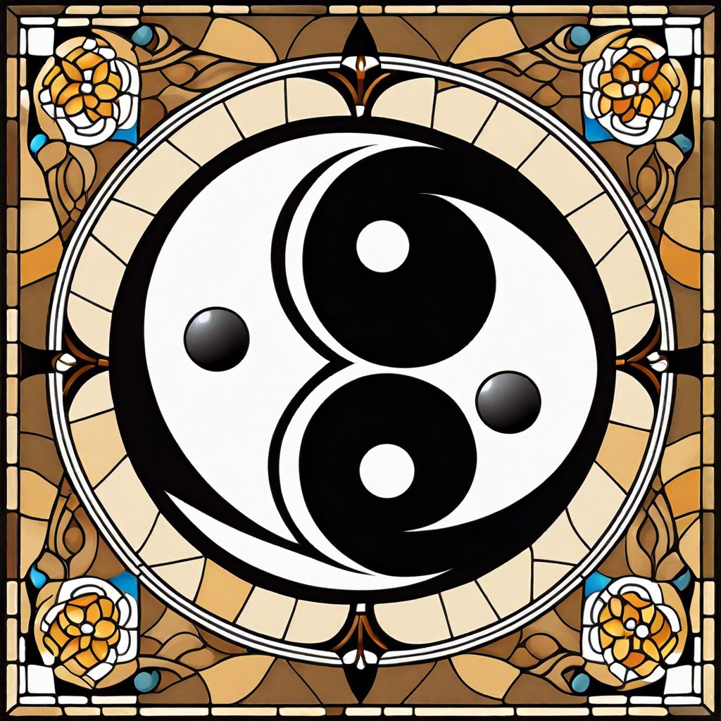 yin and yang design using black and white stones