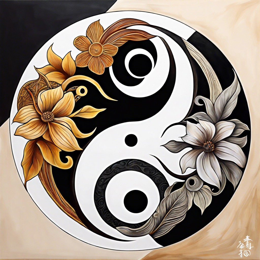 yin and yang each paints half of a yin yang symbol symbolizing balance and unity