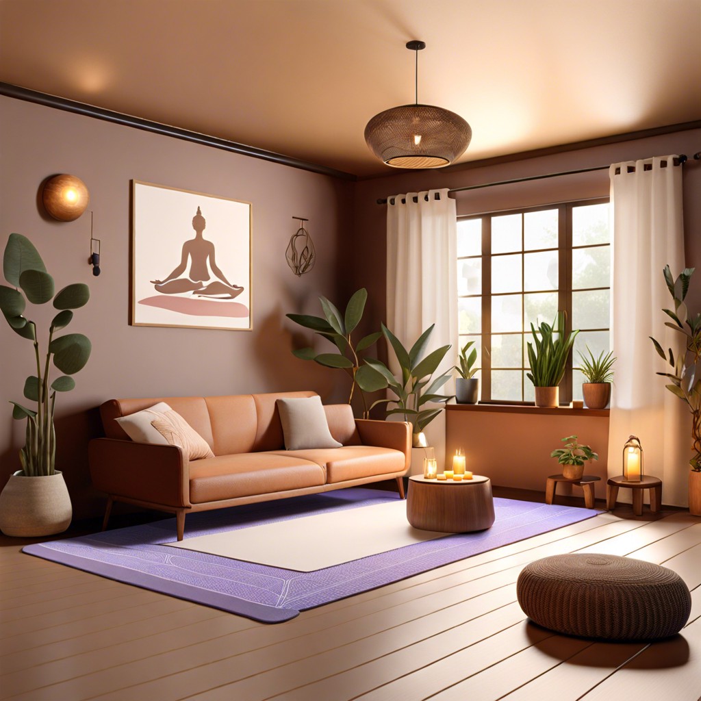 yoga mats and meditation corner