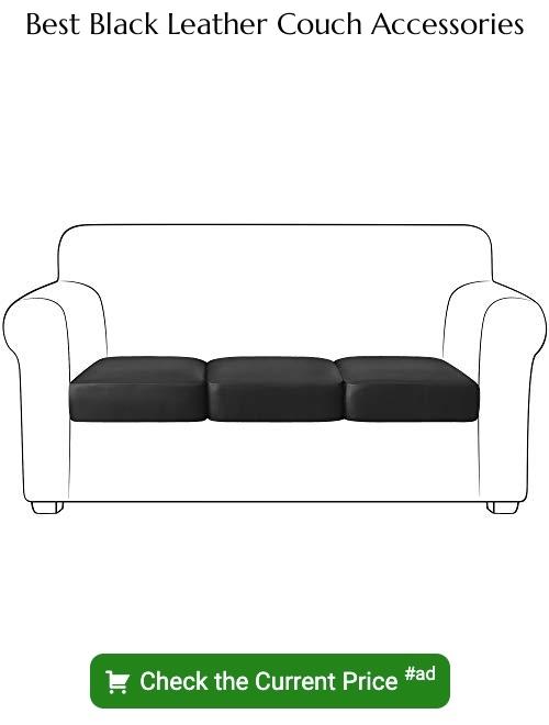 black leather couch accessories