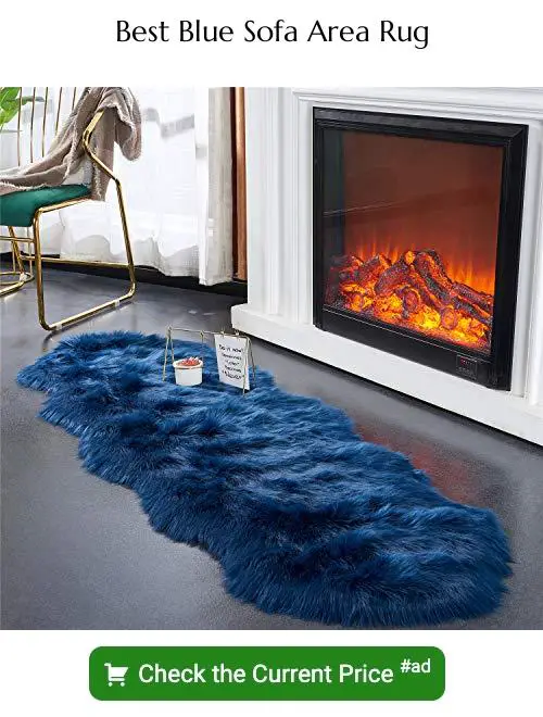 blue sofa area rug