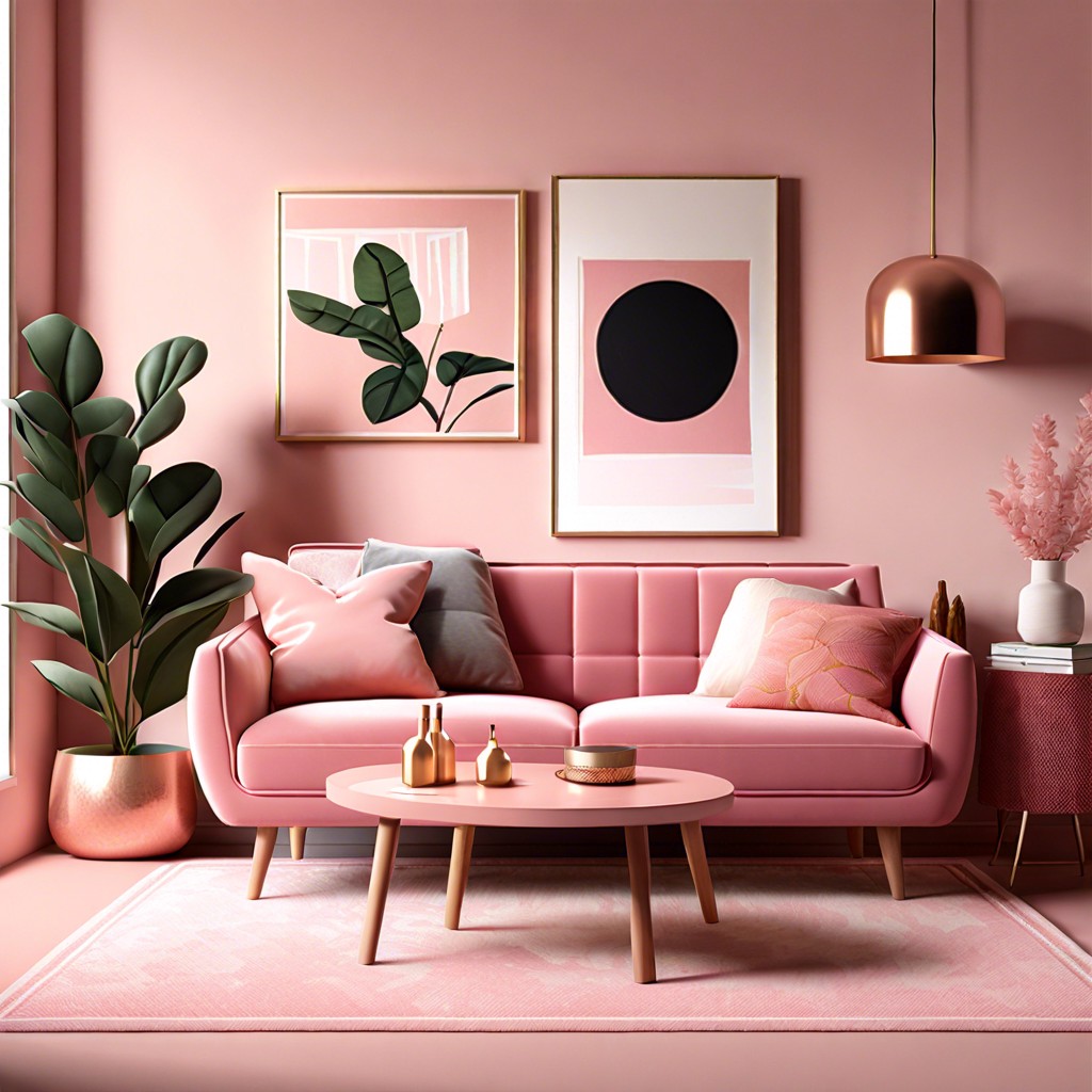 blush themed living room