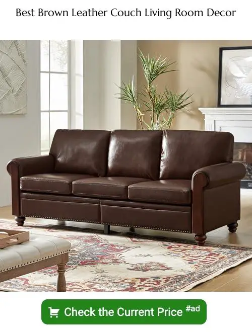 brown leather couch living room decor